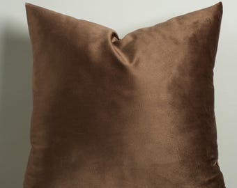 Funda de almohada de terciopelo marrón oscuro / Funda de cojín de lujo estilo europeo / Almohada lumbar sencilla para sofá y sala de estar / 17 opciones de colores disponibles