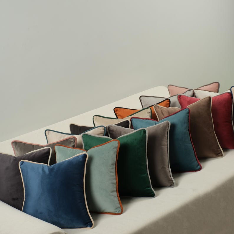 Blue-grey cushion cover in soft velvet and linen tweed  (various sizes, inner available too)