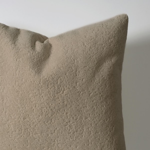 Beige Luxury Teddy Throw Pillow Cover, Boucle Wool Cushion, Boho Pillowcase, Cozy Home Decor, 18x18 45x45, Gift Idea, Luxury Cushion