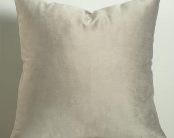 Ljusgrått sammet örngott | Lyxig mjuk kudde | Anpassade storlekar 16x16, 18x18, 20x20 | 17 färger tillgängliga | Dold dragkedja