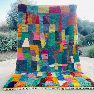 STUNNING VIBRANT MOROCCAN Rugs - boujaad rug - wool rug - outdoor rug - weave moroccan - colorful rug - berber rug - outdoor christmas decor