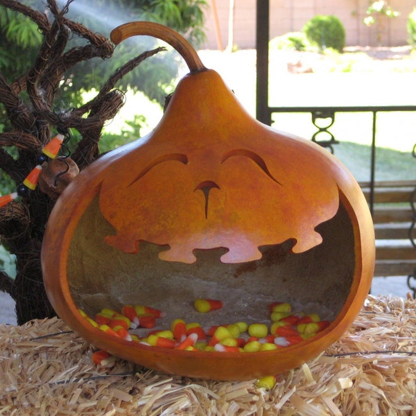 Halloween Gourd Jack-O-Lantern Candy Dish