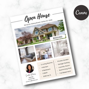 Plantilla sencilla de volante de puertas abiertas, plantilla personalizable para Canva, volante de agente inmobiliario, plantilla de marketing inmobiliario, volante de vivienda nueva