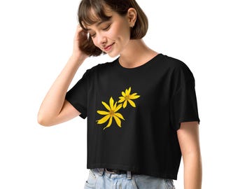 Gelbe Blüten Damen Crop Top