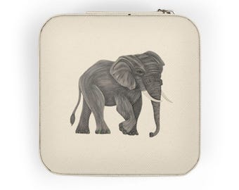 Estuche de viaje para joyas con diseño de elefante/Organizador portátil compacto