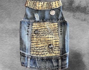 Punk Rock Pet Vest: Gold Alligator Vest
