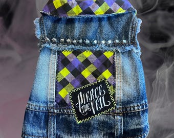 Punk Rock Pet Vest: Purple & Lime Plaid Vest