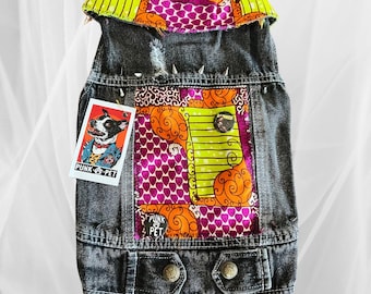 Studded Punk Rock Pet Vest: Custom Sally Print Battle Jacket