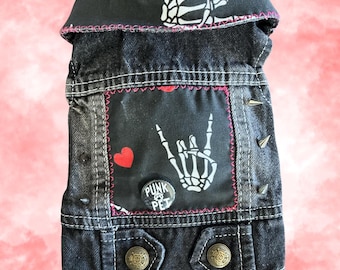Chaleco para mascotas estilo punk rock - Chaleco rockero con esqueleto