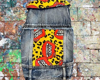 Studded Punk Life Pet Vest – Custom Patches, Denim Battle Jacket