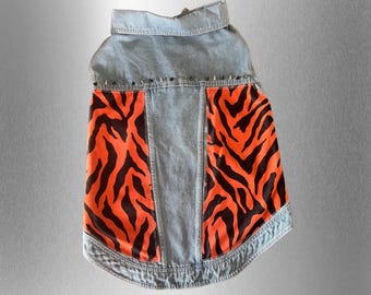 Chaleco para mascotas Big Dog Punk Rock - Diseño de tigre naranja