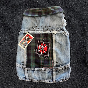 Punk Rock Pet Vest: Custom Tartan Battle Jacket