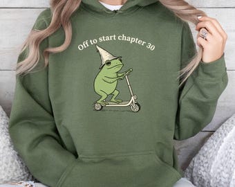 30th Birthday Frog Hoodie, Off to Start Chapter 30 Hoodie, Funny Frog Scooter Gift For 30th Birthday, Funny Thirtieth Birthday Hoodie