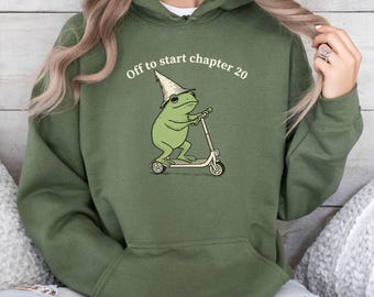 20th Birthday Frog Hoodie, Off to Start Chapter 20 Hoodie, Funny Frog Scooter Gift For 20th Birthday, Funny Twentieth Birthday Hoodie