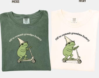 Comfort Colors Funny Frog Grandma And Grandpa Shirt Off to Commit Grandpa Grandma Foolery Matching Tee Pregnancy Reveal Grandparent Gift