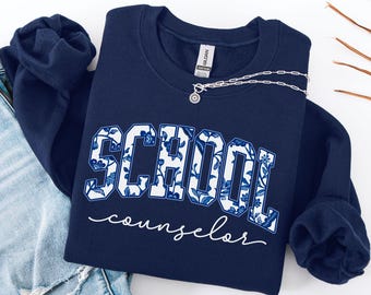 School Counselor Sweatshirt School Counseling Gift Toile De Jouy Mental Health School Counselor Crewneck Gift For Counselor School Sweater