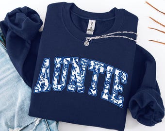 Toile De Jouy Auntie Sweatshirt, Auntie Crewneck, Christmas Gift For Aunt, Pregnancy Announcement Gift for New Aunt, Aunt To Be Sweater