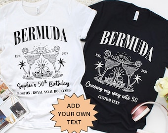 Personalized Bermuda Birthday Cruise Shirt, Custom Year Text Birthday Crew T-Shirt, Matching Family Cruising Tee, Birthday Cruise Squad 2025