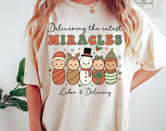 Comfort Colors Christmas Labor And Delivery Nurse Shirt L&D Nurse Tee L and D Nurse Gift Holiday Nurse Tee Christmas Labor and Delivery Crew