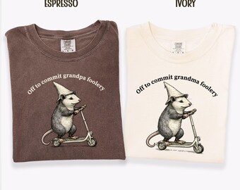 Comfort Colors Funny Opossum Grandma And Grandpa Shirt Off to Commit Grandpa Grandma Foolery Matching Tee Pregnancy Reveal Grandparent Gift