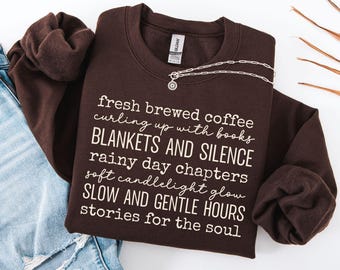 Coffee & Books Sweatshirt, Book Lover Crewneck, Bookworm Tee, Bookish Reading Teacher Top, Coffee Lover Booktrovert Gift, Librarian Sweater