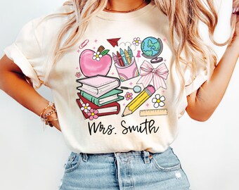 Comfort Colors Personalized Teacher Shirt, Custom Teacher Name Shirt, Gift for Teacher Appreciation, Back to School TShirt, Teacher Team Tee