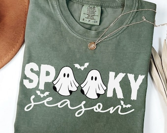 Comfort Colors Spooky Season Shirt, Cute Fall Halloween TShirt, Spooky Season Halloween Tee, Cute Fall Ghost T-Shirt, Gift For Halloween