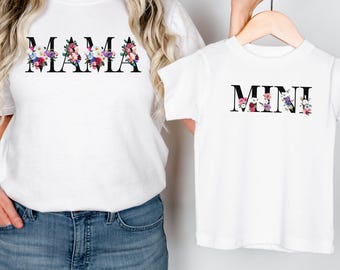 Floral Mama Mini Matching Shirt, Mom and Me Outfit, Mother Daughter Mommy and Me Tee, Mother's Day Gift, New Mom TShirt, Mama Mini Outfit
