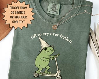 Funny Frog Book Lover Shirt Comfort Colors Bookworm Frog Scooter Reading Club Librarian Tee Bookish Merch Teacher Group Tee Book Lover Gift