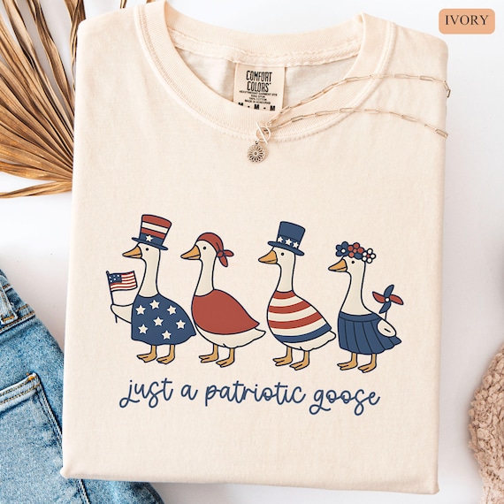 4th of July Silly Goose On The Loose Comfort Colors Shirt Patriotic Goose USA Flag Goose Tee American Independence Day Funny Fourth Of July