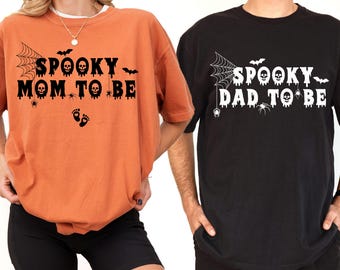 Comfort Colors Halloween Pregnancy Announcement Shirt, Funny New Mama Dada Gift, Spooky Mom & Dad To Be, Baby Announcement, Pregnancy Reveal