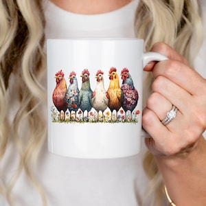 Wildflower Chicken Mug, Floral Cottagecore Chicken Lover Mug, Chicken Mom Mothers Day Gift, Funny Farmer Gift, Love Flowers Chicken Mug