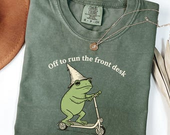 Comfort Colors Front Office Crew Frog Shirt, Funny Frog Scooter Front Office Squad Tee, Administrative Assistant Gift, Office Staff Team Tee