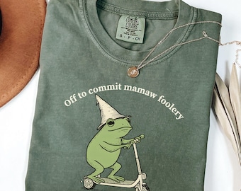Mamaw Frog Comfort Colors Shirt Off to Commit Mamaw Foolery Tee Funny Frog Scooter Gift For Mamaw Funny Grandma Tee Pregnancy Announcement