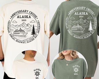 Comfort Colors Custom Alaska Anniversary Cruise Shirt, Cruising Alaska 2025 Mr & Mrs Vacation Long Sleeve Shirt, Matching Alaska Couple Tee