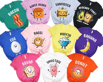 Breakfast Halloween Costume Shirt, Halloween Group Food Tee, Breakfast Theme Group Halloween Costume Gift, Matching Halloween Costume Party