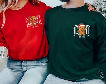 Couples Matching Christmas Pregnancy Announcement Sweatshirt, Custom Baby Announcement Crewneck, Gingerbread Pregnant Christmas, Xmas Gift