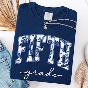Comfort Colors Fifth Grade Teacher Shirt Toile De Jouy 5th Grade Tee Fifth Grade Teacher Appreciation Gift Coquette Elementary School Shirt
