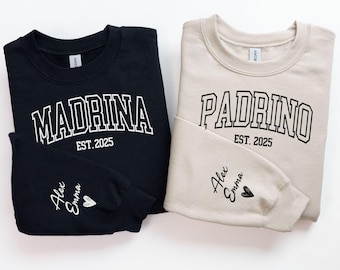 Custom Madrina And Padrino Sweatshirts, Personalized Godparent Proposal Gift, Godmama Godmom Goddad Crewneck, Godfather Godmother Sweaters