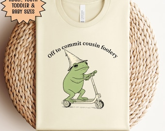 Camiseta de rana de la tripulación de primos, camiseta de primo a juego, camiseta de primo a punto de cometer tonterías, divertida camiseta de scooter de rana, regalo para el cumpleaños de un primo, camiseta de reunión familiar