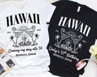 Personalized Hawaii Birthday Cruise Shirt, Custom Year Text Location Birthday Crew, Matching Family Cruising Tee, Birthday Cruise Squad 2025