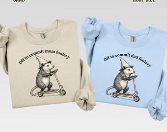Sudadera divertida de mamá y papá con zarigüeyas, suéter a juego para mamá y papá, regalo para mamá primeriza, compromiso, tonterías de mamá, tonterías de papá, revelación de embarazo