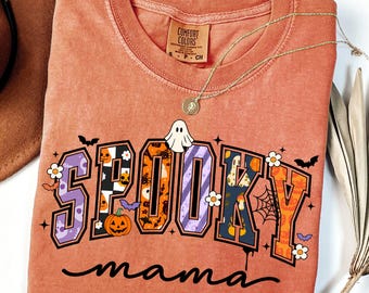 Comfort Colors Spooky Mama Shirt, Mama Halloween Shirt, Monster Tee, Halloween Shirt for Mom, Funny Halloween Mom Shirt, Spooky Gift For Mom