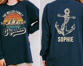 Comfort Colors Custom Alaska Cruise Long Sleeve Shirt, Alaska 2025 Family Vacation, Custom Name & Year Matching Group Tee, Alaska Lover Gift