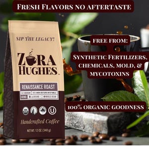 Organic Coffee, Shade Grown, Handcrafted, Premium Arabica Beans, Natural Caramel Sweetness, Natural French Vanilla, Bold Rich Aromas
