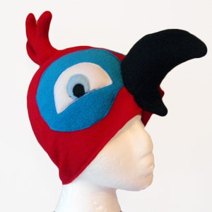 Sombrero de loro rojo, guacamayo, cinco tamaños
