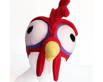 HeiHei inspired Silly Chicken Hat, Fleece. Five Sizes: Newborn to XL.