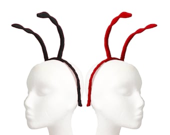Ant Antenna, Red or Black. Bug, Metal Headband, Felt.