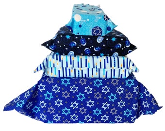 Alternative to Wrapping Paper, Reusable Hanukkah Gift Bags, Set of 4, Sustainable