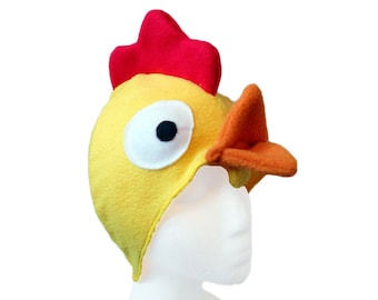 Yellow Chicken Hat. Bird, Fleece. Five Sizes: Newborn to XL, You Choose Color